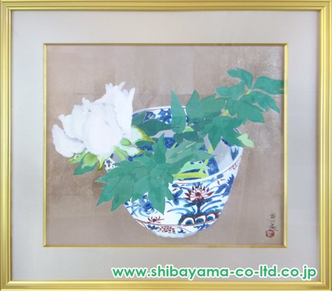 小倉遊亀 「つぼみ」 木版画 刷り込みサイン・作品証明シール有り