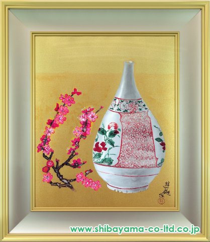 小倉遊亀「古九谷と紅梅」リトグラフ :: 絵画買取・販売 - シバヤマ