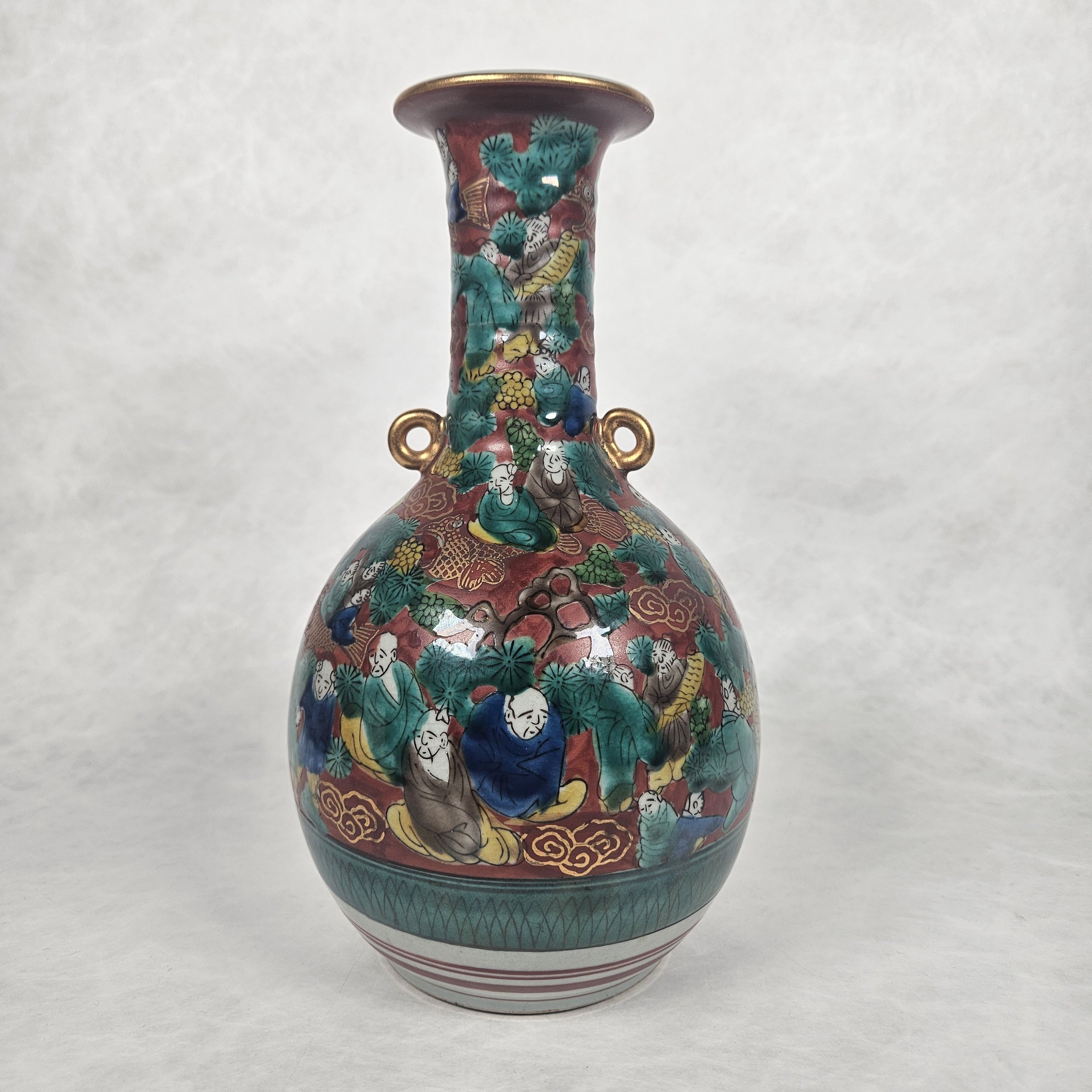 九谷焼 木米風 花瓶 壺 良い 赤絵人物像図 青木木米 青木木米』 赤絵