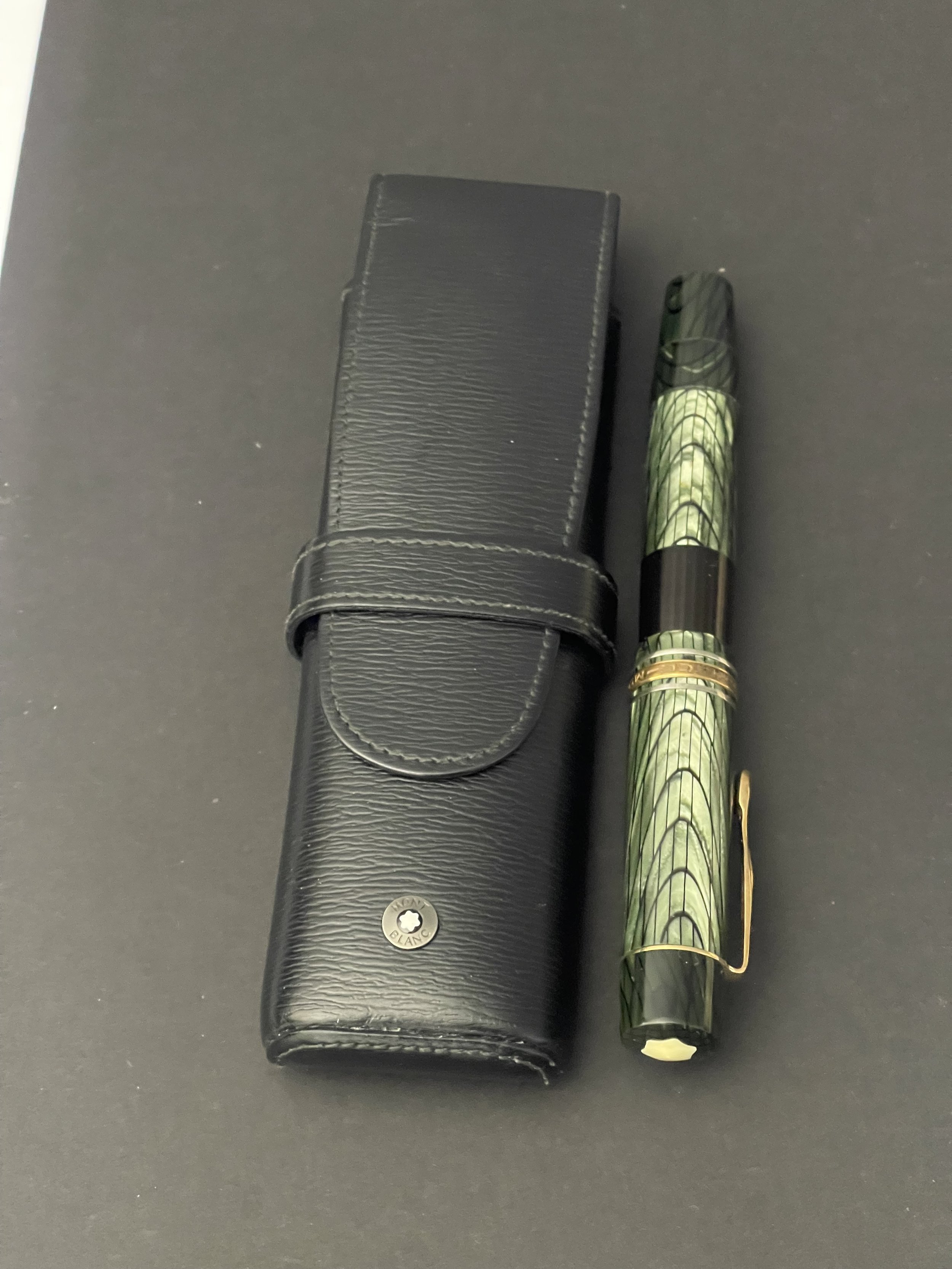 Rare Custom Montblanc 139 in Montblanc Green Striated Celluloid of
