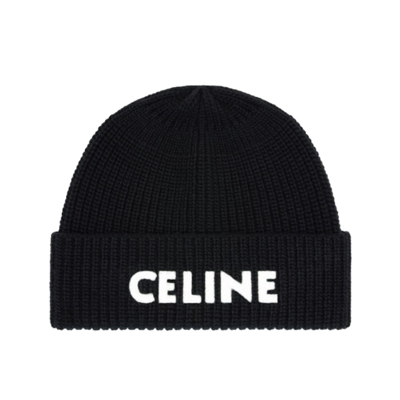 Celine Embroidered Knit Wool Beanie Black - FW21 - US