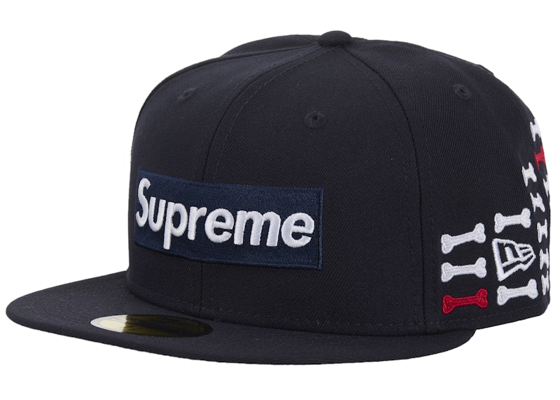 Supreme Bones Box Logo New Era 59Fifty Fitted Hat Navy - FW25 - US