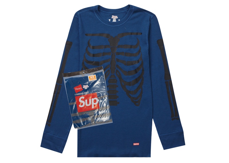 Supreme Hanes Bones Thermal Crew (1 Pack) Blue Men's - FW23 - US