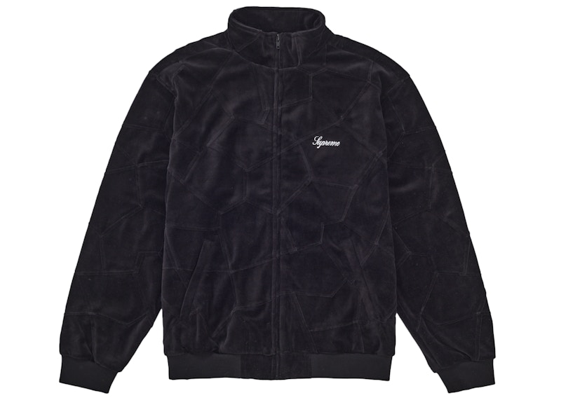 Supreme Patchwork Velour Track Jacket Black Men's - SS25 - US
