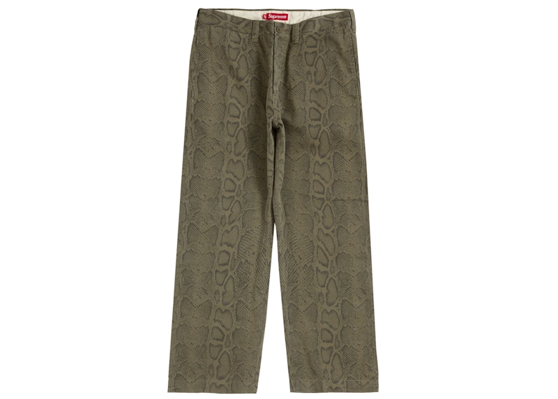 Supreme Snake Print Chino Pant Olive Men's - SS24 - US