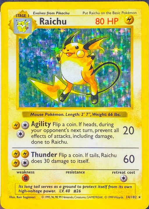 Raichu 1999 Pokemon Game #14 Shadowless Holo Price Guide - Sports