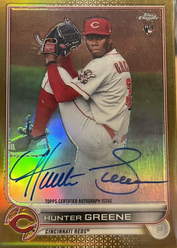 Hunter Greene 2022 Topps Chrome #RA-HG Rookie Auto - Gold