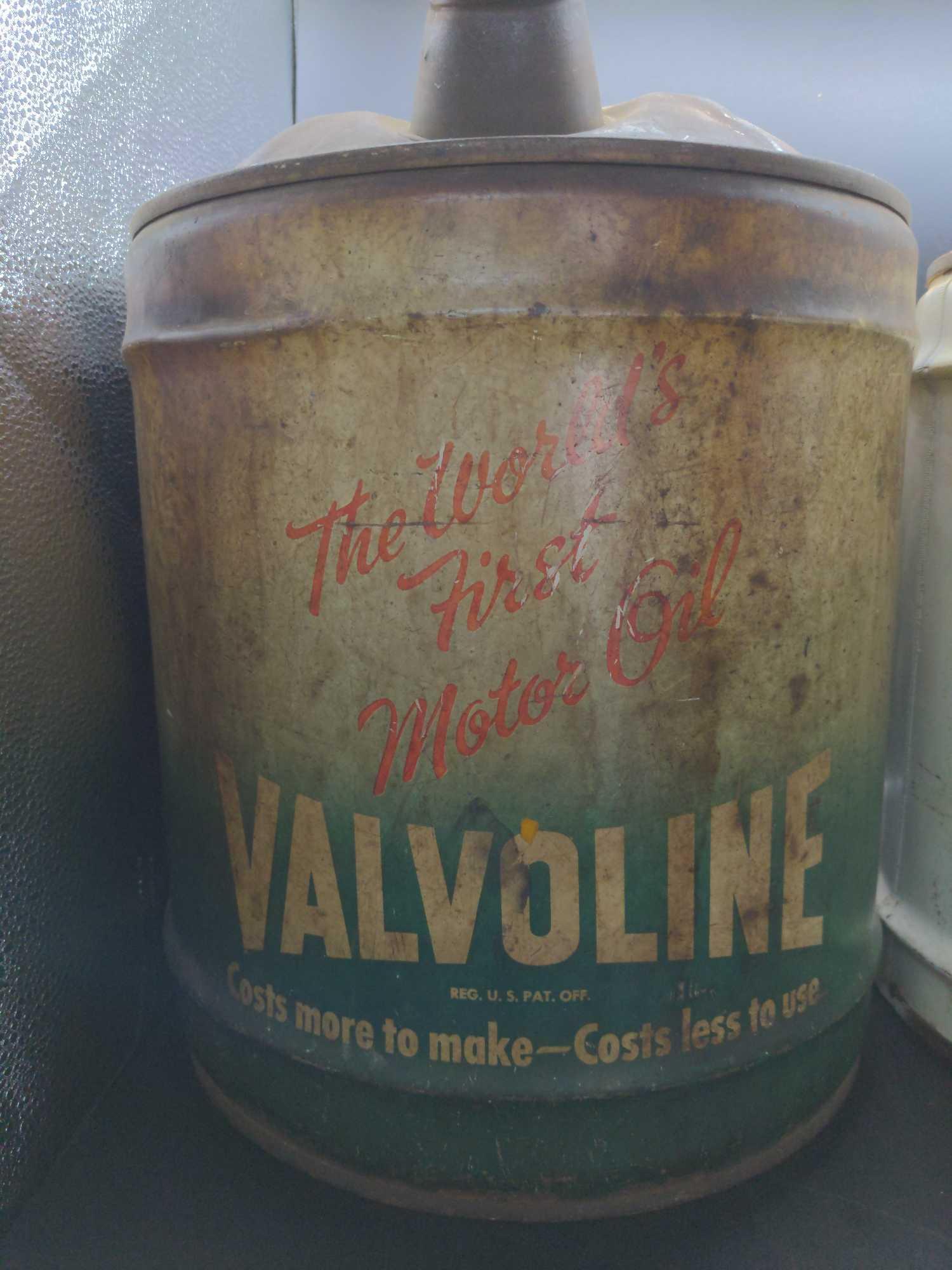 Vintage Valvoline 5 gallon Oil Cans | Proxibid