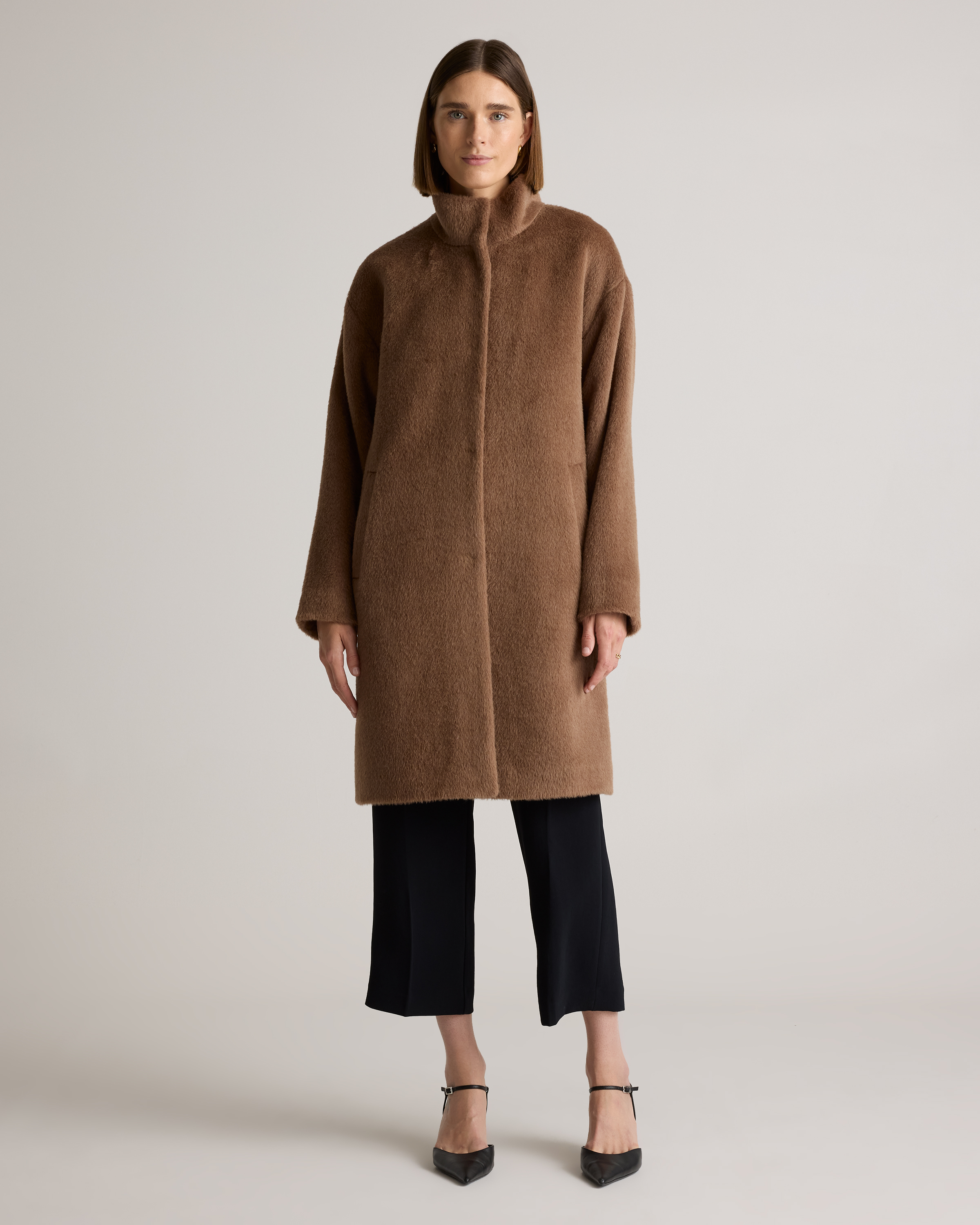 Alpaca-Wool Stand Collar Coat