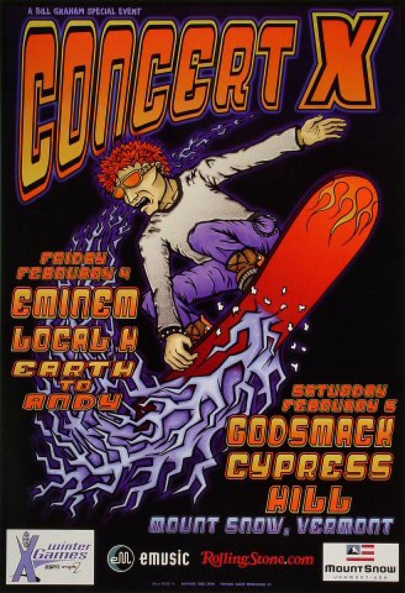 Eminem Vintage Concert Poster from Mount Snow, Feb 4, 2000 at