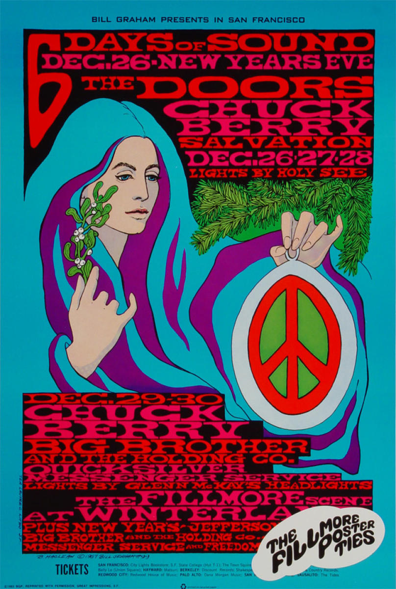 The Doors Vintage Concert Poster from Winterland, Dec 26, 1967 at