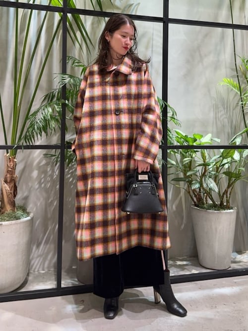 CABaN モヘヤシャギーチェック スタンドカラーコート（その他アウター