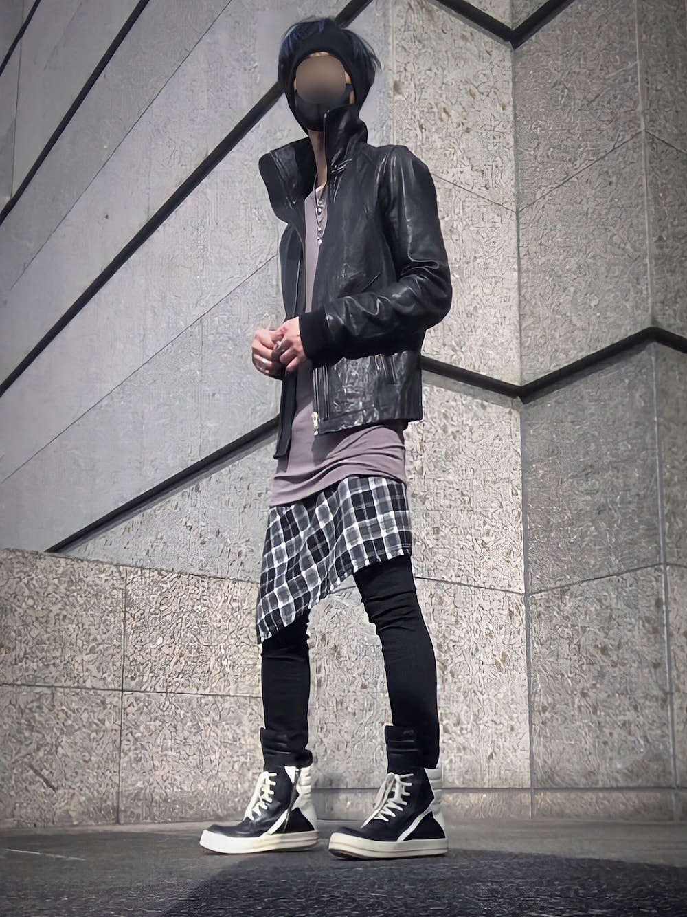 16ss rick owens インターシャ レザージャケット ライダース リック