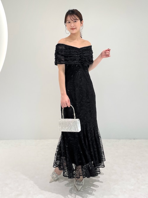 LEJA-2WAYレース花柄オフショルダースパンコールマーメイドフレアドレス S