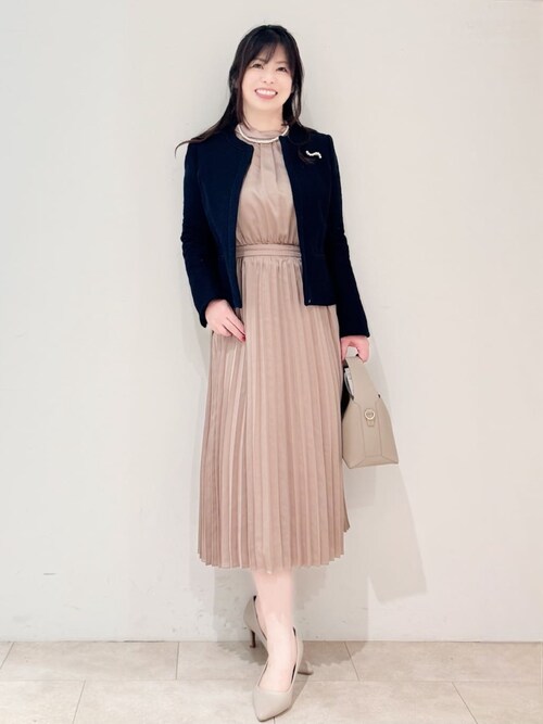 セール】≪通勤・セレモニー対応≫ サテンプリーツワンピース【洗濯機