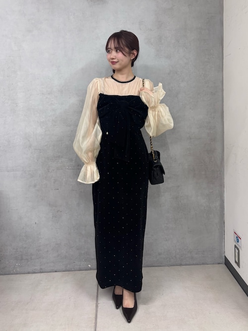 SALON by Chico】配色シアーリボンベロアワンピース/オケージョン