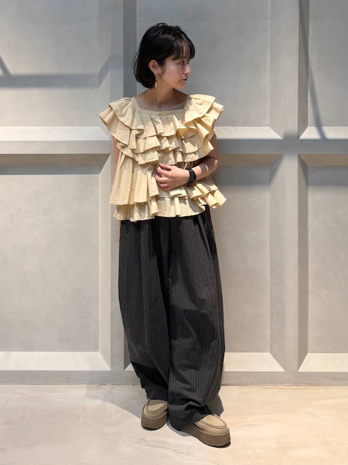 Curensology(カレンソロジー)/コットンリネンストライプドロストパンツ