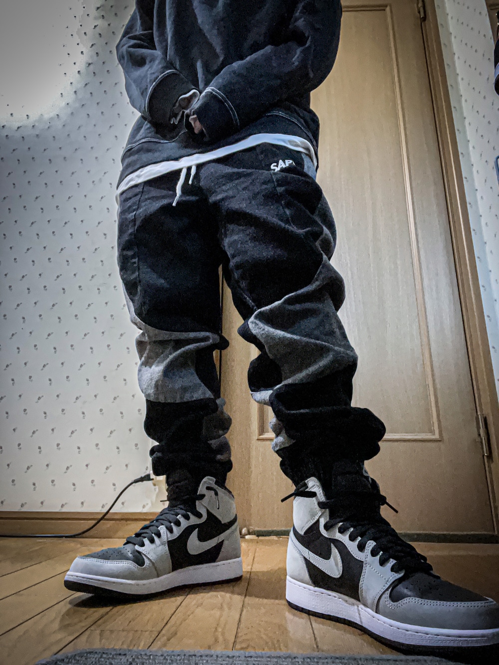 希少 SAPEur KIDS キッズ ヴィンテージ デニム トラック パンツ M