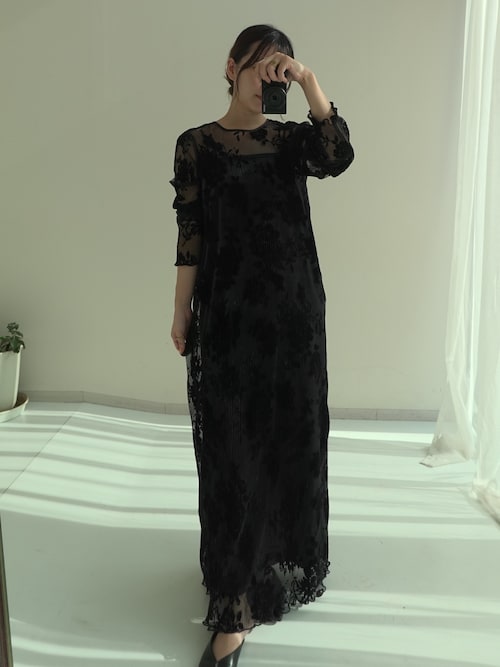 セール】2WAYベロアフロッキープリーツワンピースドレス（ベロアキャミ