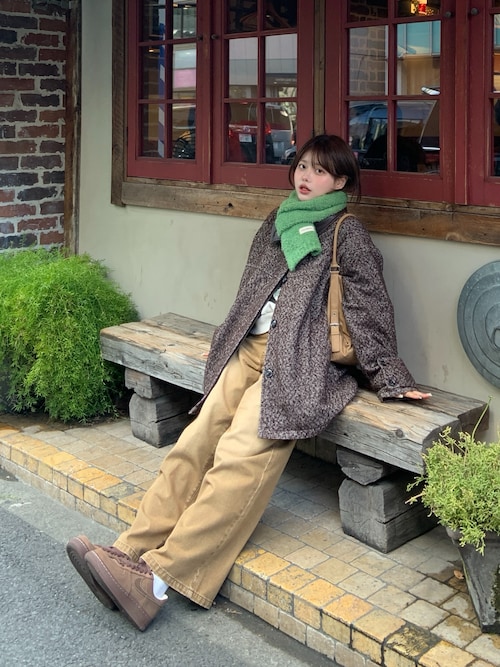 セール】【sakippe×hellam】レザーカラー中綿オーバージャケット