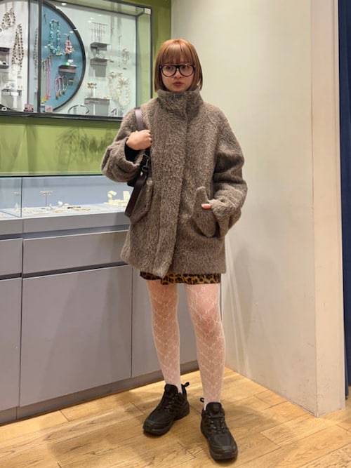 セール】シャギースタンド カラー ハーフ コート（ステンカラーコート