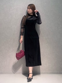 ベロアカットアウトワンピース｜マーキュリーデュオ（MERCURYDUO