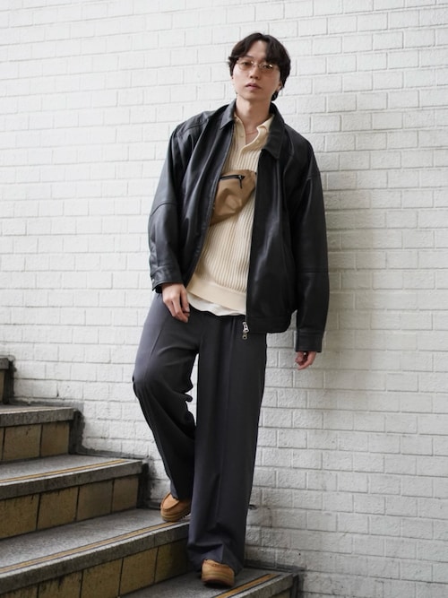 ワイドフィット 4ポケット レザー ブルゾン（ブルゾン）｜BEAMS