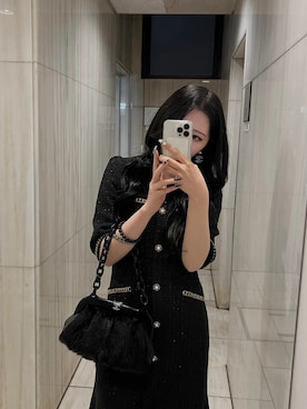 LEJA】ラメ混ツイードレザーパイピングパール釦スパンコール刺しゅう