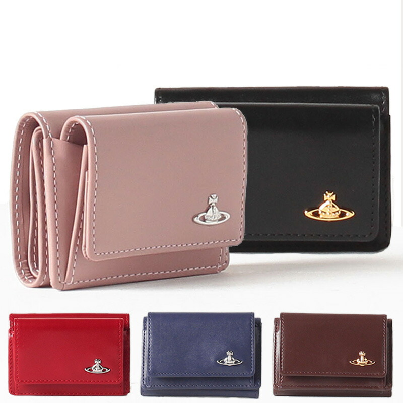 Vivienne Westwoodオンライン限三つ折り財布 パテントレザー箱付き