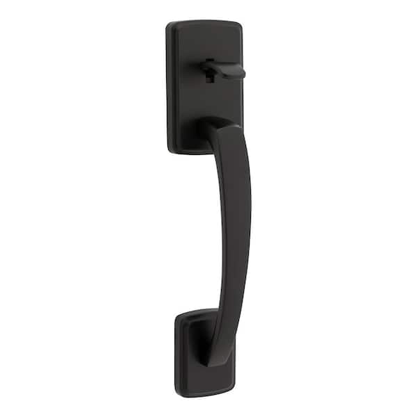 Kwikset Brentford Matte Black Exterior Grip Door Handleset with