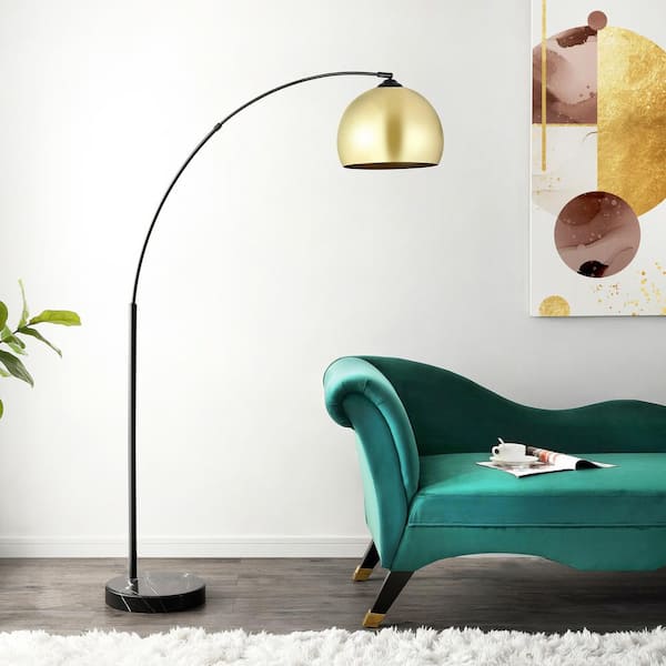 SAFAVIEH Glarien 70 in. Gold/Black Floor Lamp FLL4087A - The Home