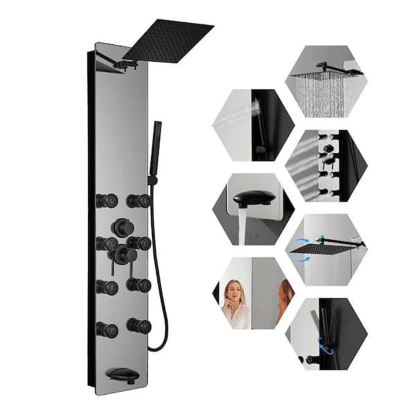 BWE 8-Jet Multifunction Shower Panel System Mirror treatment