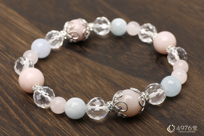 ピンクオパール・アクアマリン キラメタル2ポイント ブレスレット