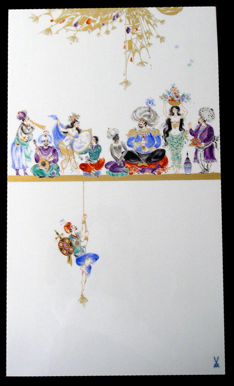 希少・保管品】 マイセン MEISSEN H・ヴェルナー 千夜一夜物語 陶板画