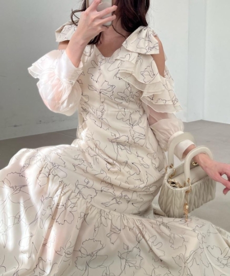 フリルリボン肩あきワンピース/MAJESTIC LEGON(マジェスティックレゴン