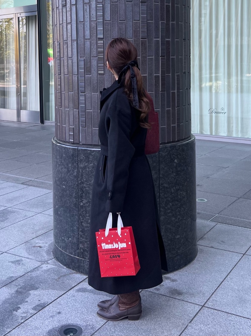 ウールライクスタンドカラーロングコート | NANAE | TINA：JOJUN