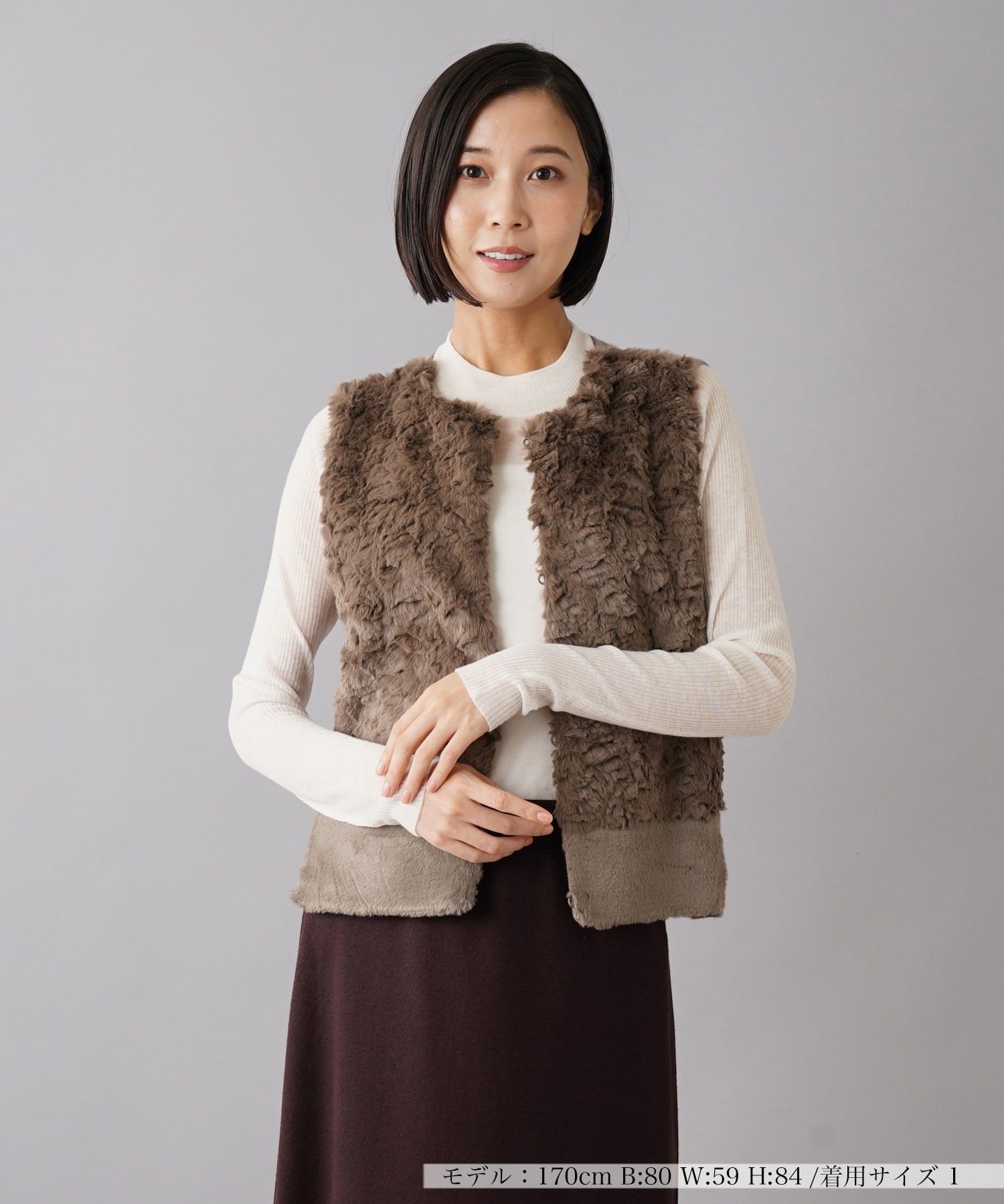 5315 リアルムートンベスト ファー裏地付き ムートンベスト ファー