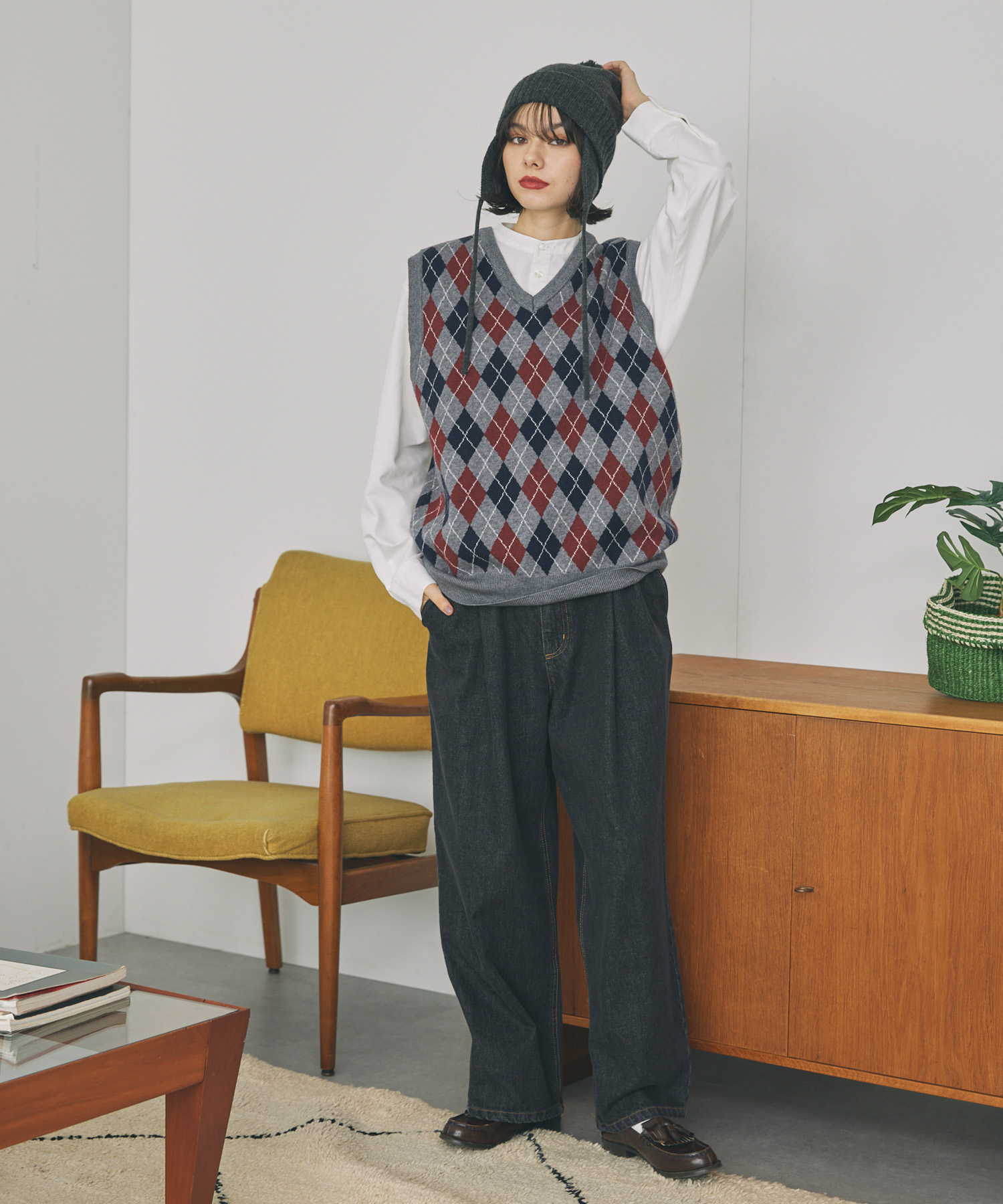 Jimmy Page アーガイル柄ニットベスト ホワイトシャツ 【公式通販】