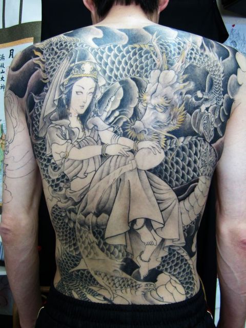 騎龍観音 龍雲聖観世音菩薩 川島廣筆 刺青 入墨 文身 仏像 龍 竜