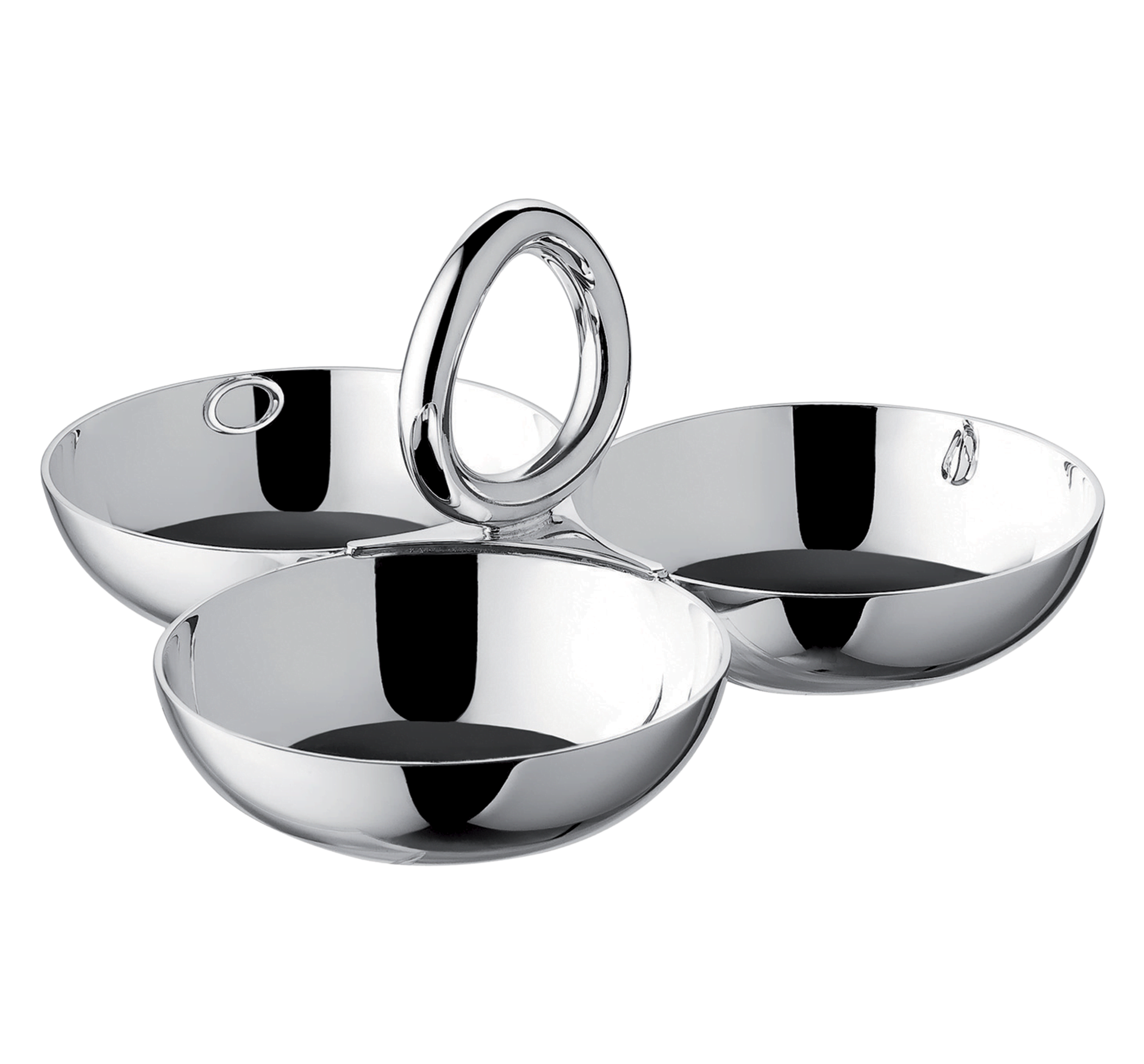 Vertigo Medium Silver-Plated 3-Bowl Aperitif Serving Dish
