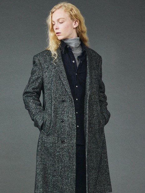 尾州素材使用】ピークドラペル セミダブル チェスターコート｜5351POUR