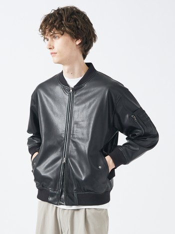 黒 レザー シングルライダースジャケット ABAHOUSE ヤギ革 レザー