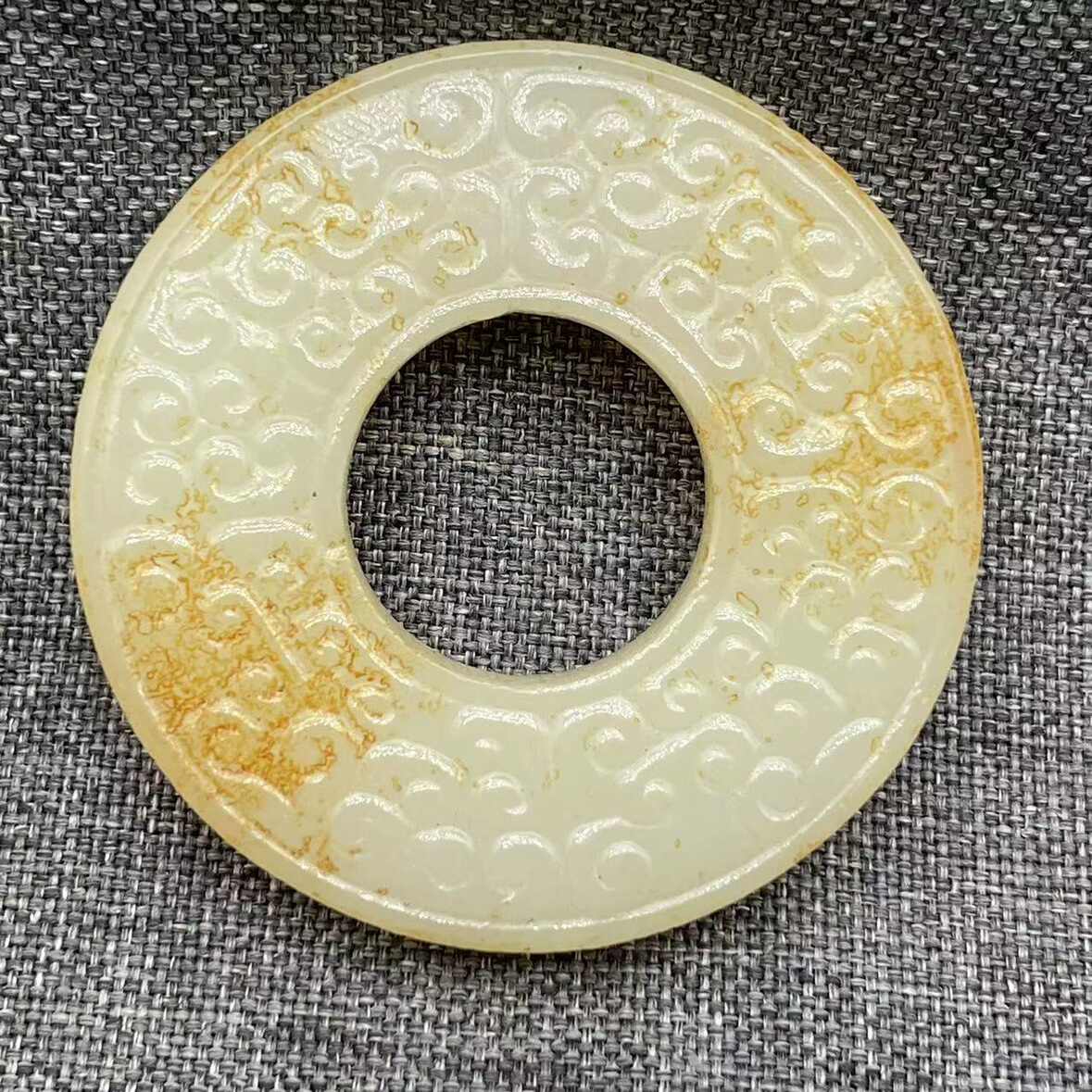 中国古美術品清の時代和田白玉 砡童子如意蘇工53g