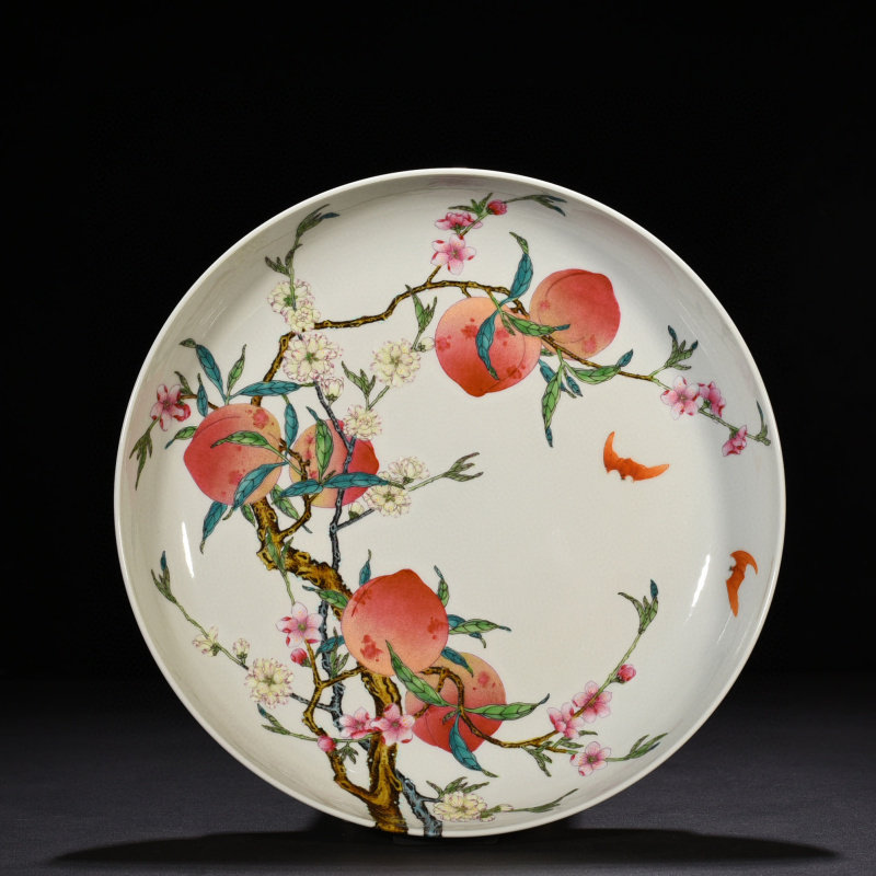 中国 乾隆年製款 粉彩 山水人物鶏文 木瓜形皿 M R5163E 【公式通販】