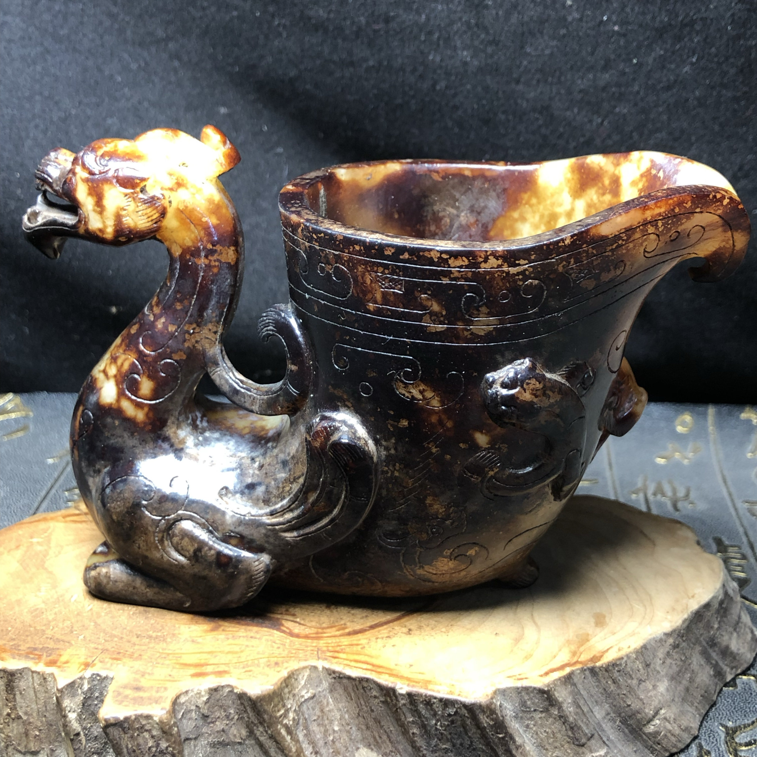 中国 唐物 砡 時代物 漢代龍水盂 玉器 中国美術 骨董品 和田玉 置物 古