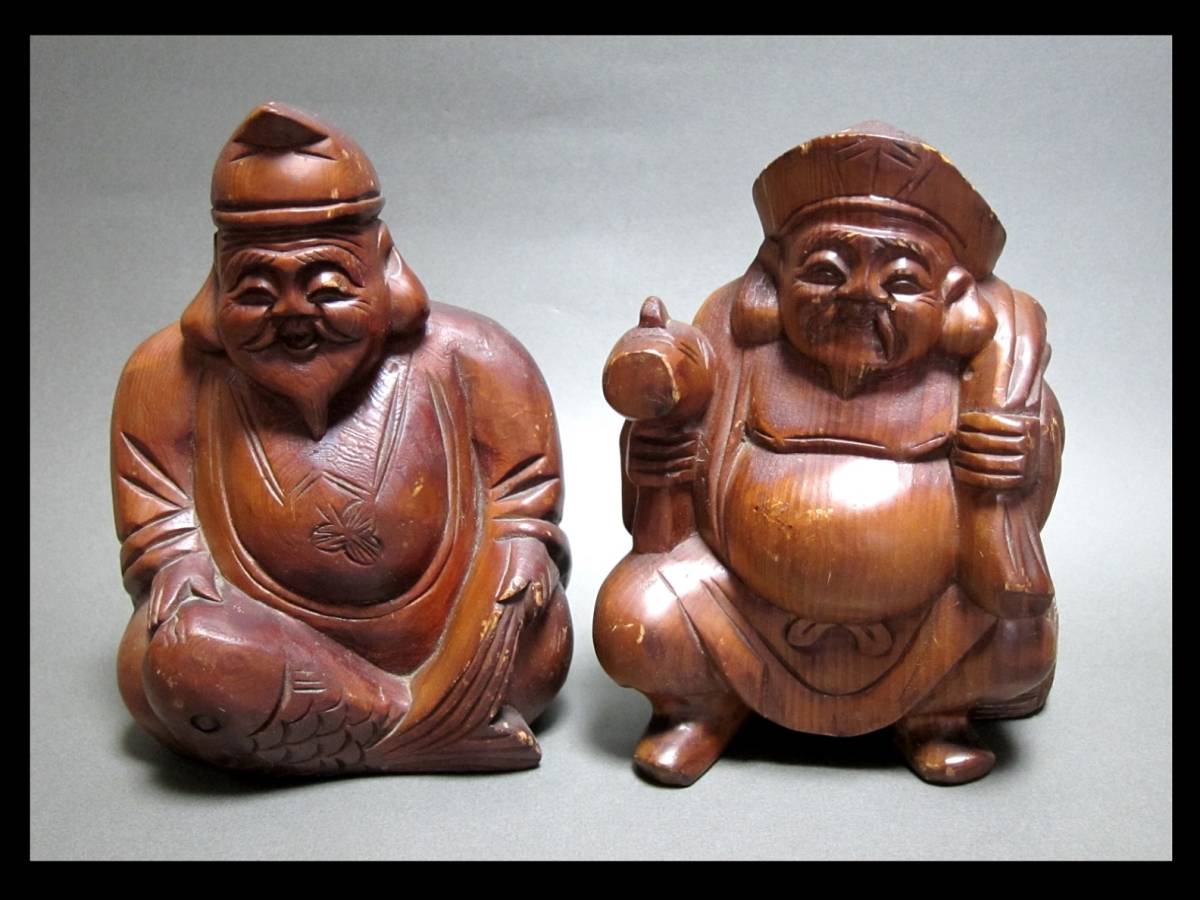 七福神 恵比寿 木像, 日本, 江戸時代 18世紀-19世紀. （宗教 神道 神像