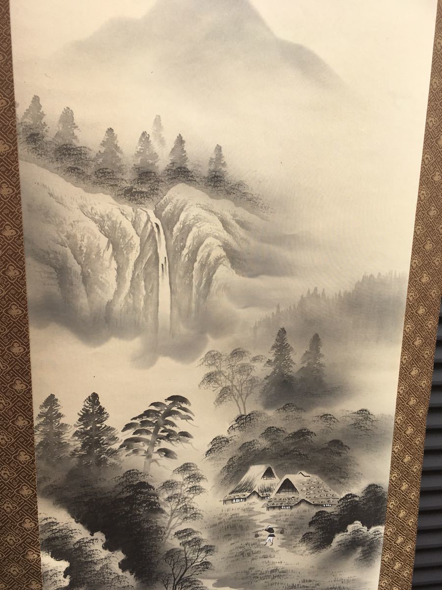 山水の掛け軸 木村挙山作 水墨山水｜日本画 掛け軸(水墨画)