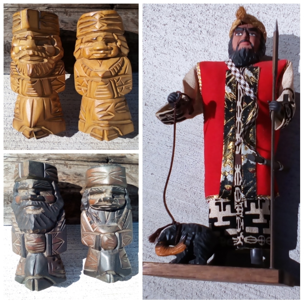 ビンテージ 木彫り ニポポ人形 夫婦 約40cm 幸福 家内安全 昭和レトロ