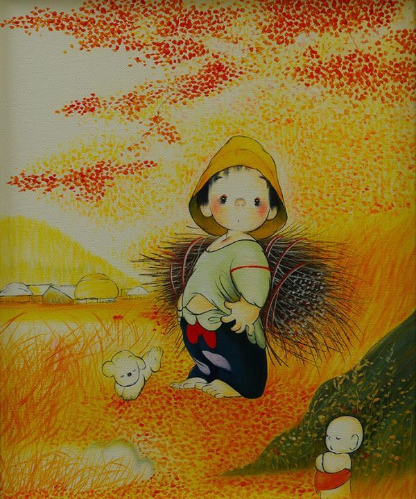 中島潔 ジグゾーパズル1000 うめ吉 花別れ アポロ社 昭和レトロ 中島潔