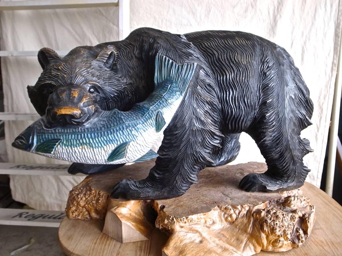 木彫り 熊 彫刻 くま クマ置物 レリーフ 昭和レトロ 公式通販